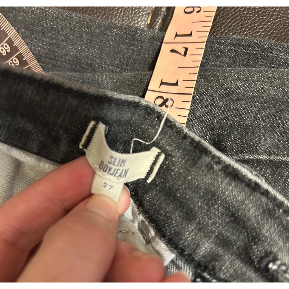 Madewell Slim Boy Jean. Black Distressed. Midrise, Straight Leg. Women's Size 27 - Picture 7 of 12